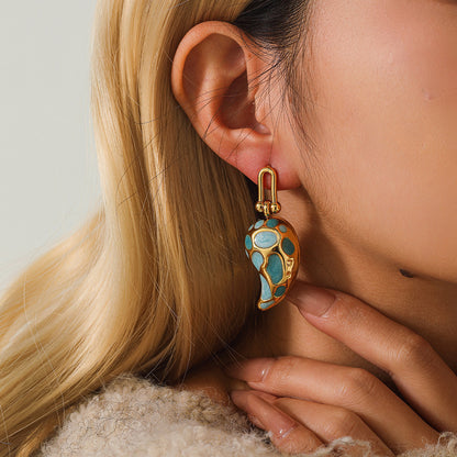 Elegant Drop-shaped Design Earrings U-shaped Buckle Stainless Steel Drop Oil