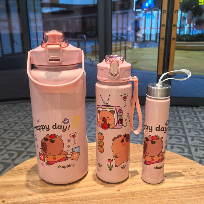 Cartoon Portable Large-capacity Straw Cup New Water Bottle
