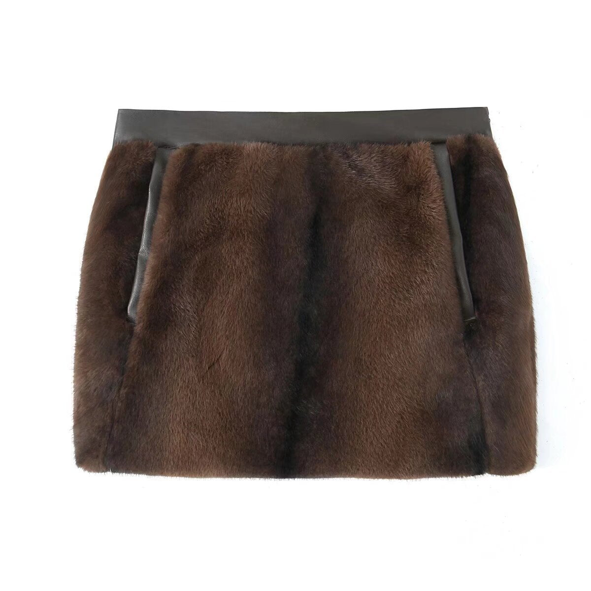 Elegant Artificial Fur Effect Skirt Women's Skirt