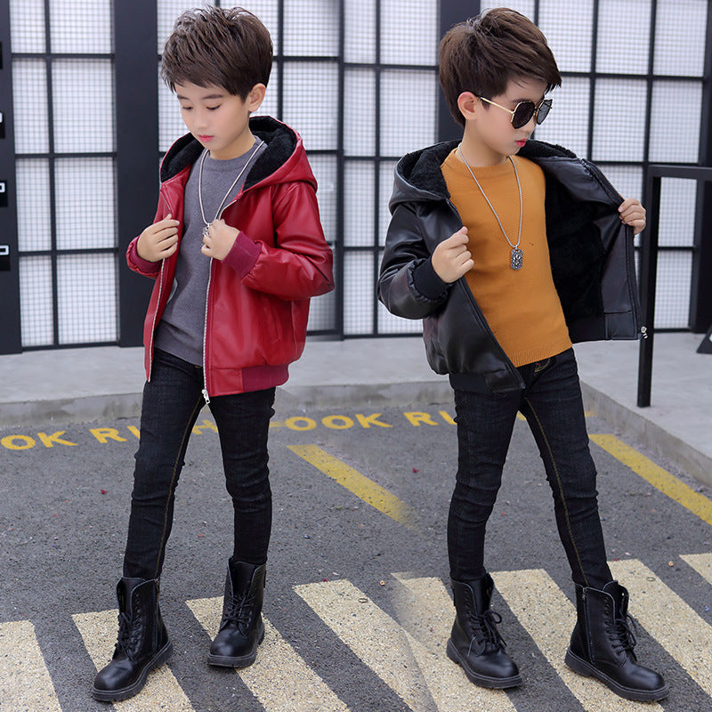 The Padded Biker: PU Leather Hooded Padded Performance Coat
