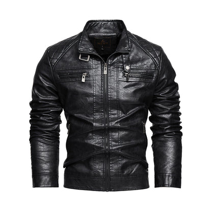 Personalized Trendy Pocket PU Leather Coat Trendy Men Leather Jacket Signature Utility