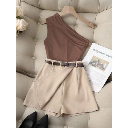 Fashionable All-match Commuter High Elastic Black Shorts