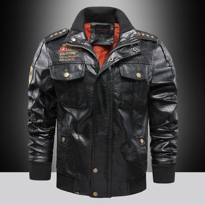 Leather Jacket Mens Stand-Up Collar Slim Fit Short Tailored Intensity