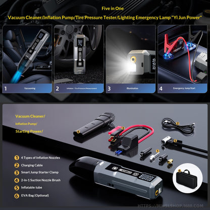 Wireless Inflator With Power Bank Multifunctional 4-in-1 High-power Car And Home Vacuum Cleaner