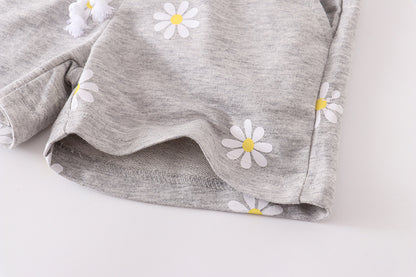 Girls' Light Gray Printing Little Daisy Shorts