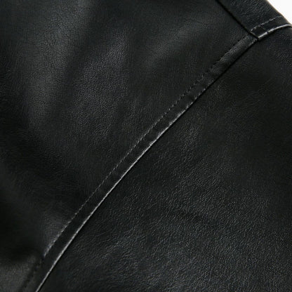 Mens American-Style Retro Simple Hooded Leather Coat Jacket Classic Icon