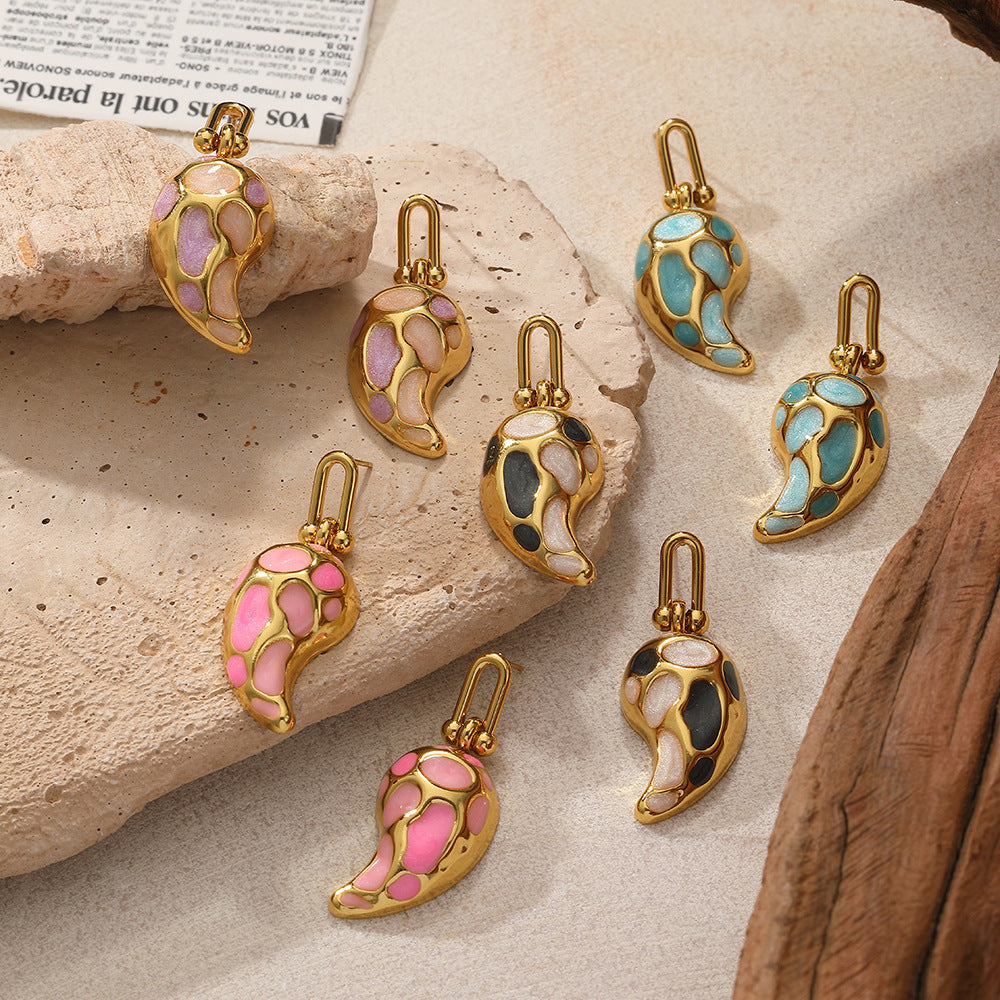 Elegant Drop-shaped Design Earrings U-shaped Buckle Stainless Steel Drop Oil