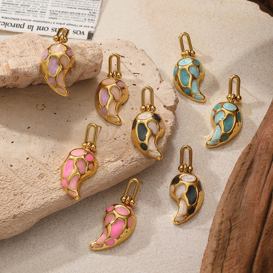 Elegant Drop-shaped Design Earrings U-shaped Buckle Stainless Steel Drop Oil