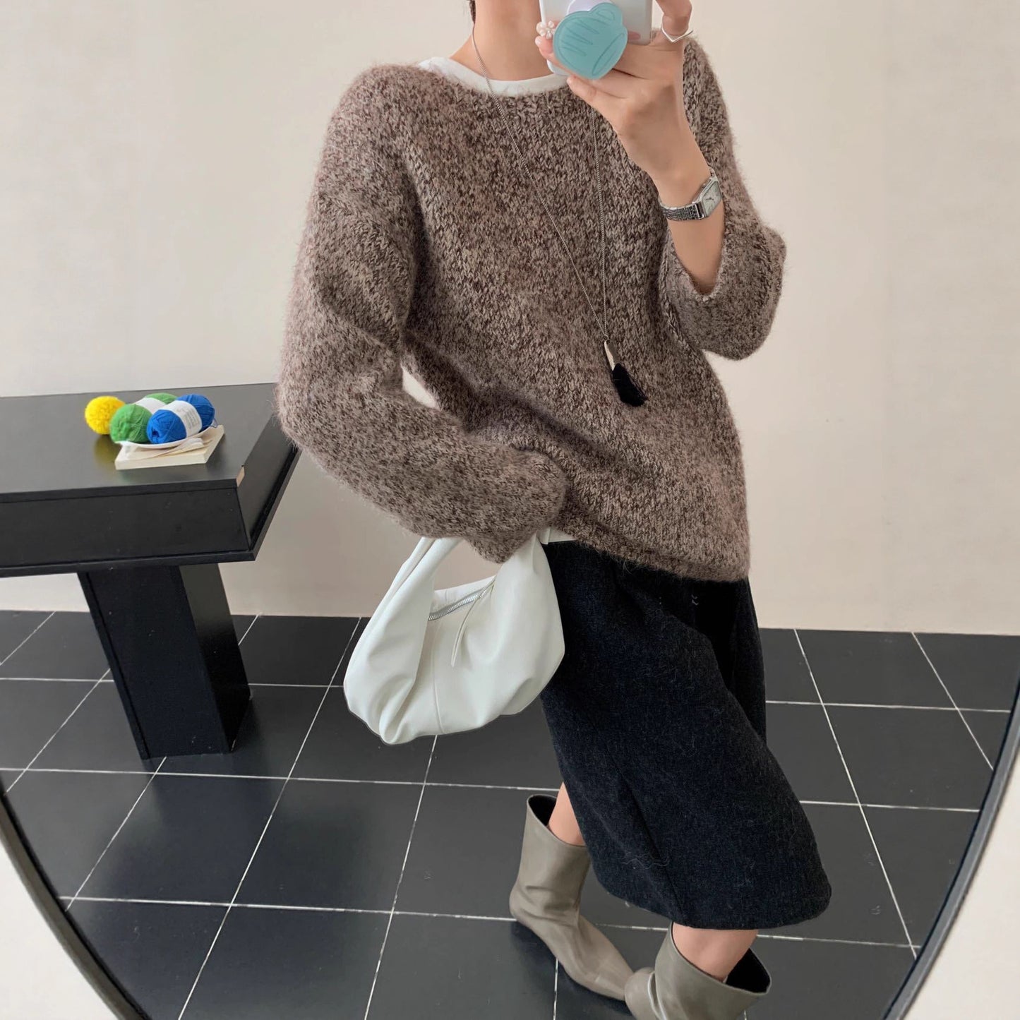 Korean Classic Round Neck High-grade Loose Soft And Glutinous Wear Knitted Sweater