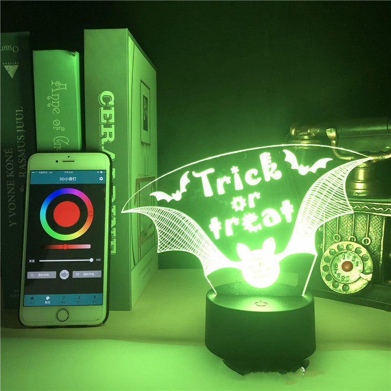 The Bat Silhouette: Halloween 3D Night Light Alarm