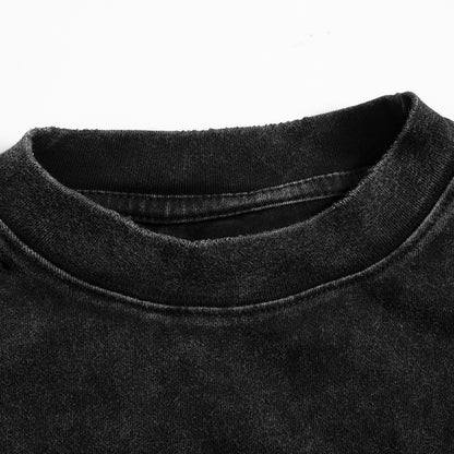 Gothic Letters Distressed Cotton T-shirt For Men