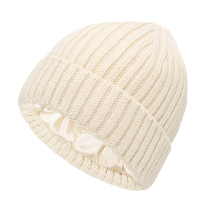 Satin Warm All-matching Slipover Knitted Hat
