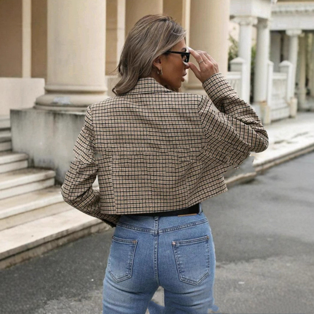 Women's Fashion Short Coat Plaid Cross-border