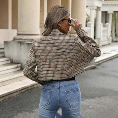 Women's Fashion Short Coat Plaid Cross-border
