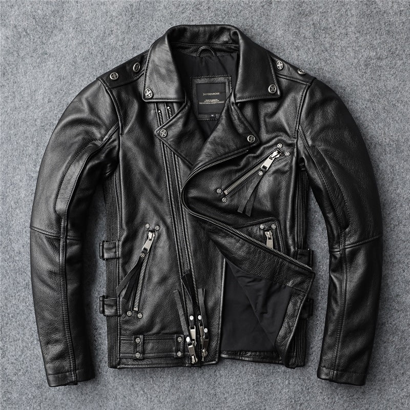 Slim Fit Soft First-Layer Cowhide Biker Leather Jacket Elite Craftsmanship