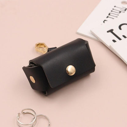 Creative Solid Color Leather Ring Storage Bag
