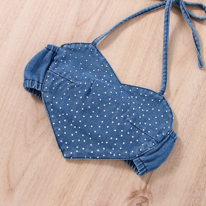 The Signature Set: Girls’ Denim Top & Shorts Suit