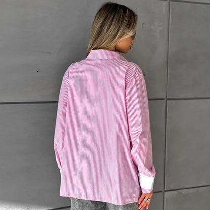 Oversize Loose Striped Blouse For Women