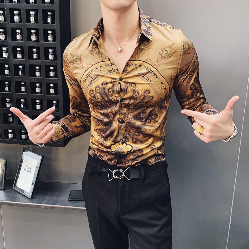 Korean Slim Long-Sleeve Shirt Tailored Urban Precision