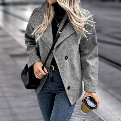 Stand Collar Single-breasted Loose Woolen Coat