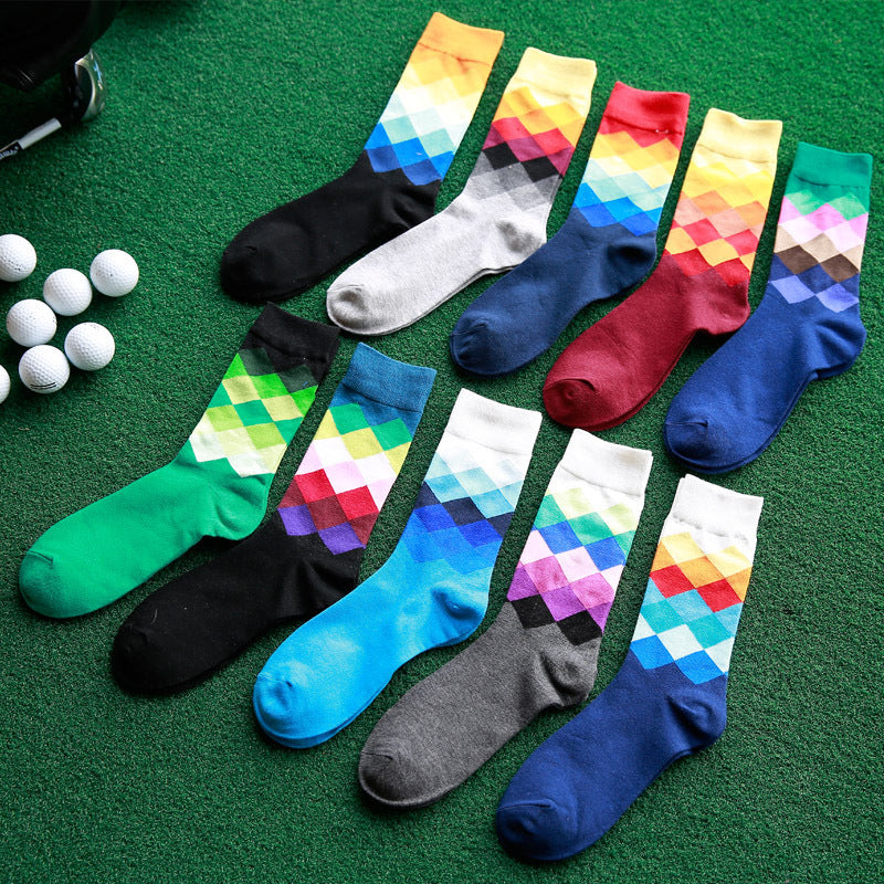 The Diamond Long: Colored Diamond Cotton Long Socks
