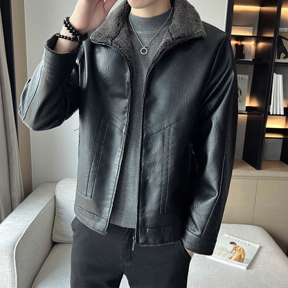 Hong Kong Style Velvet Padded Plus Size Mens Leather Jackets Urban Opulence