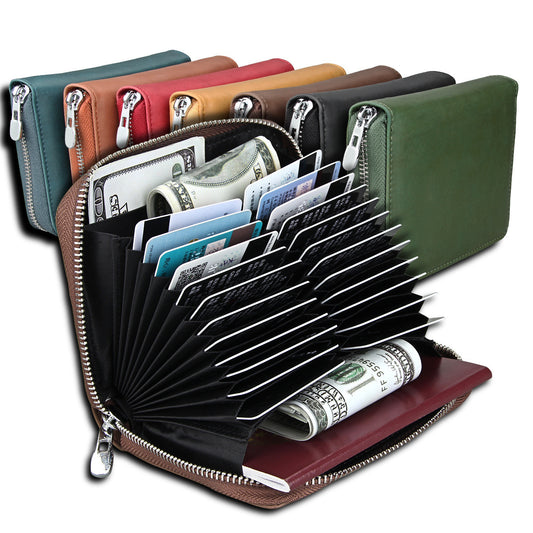 Expanding Card Holder Men's Passport Holder Cowhide Multi-functional