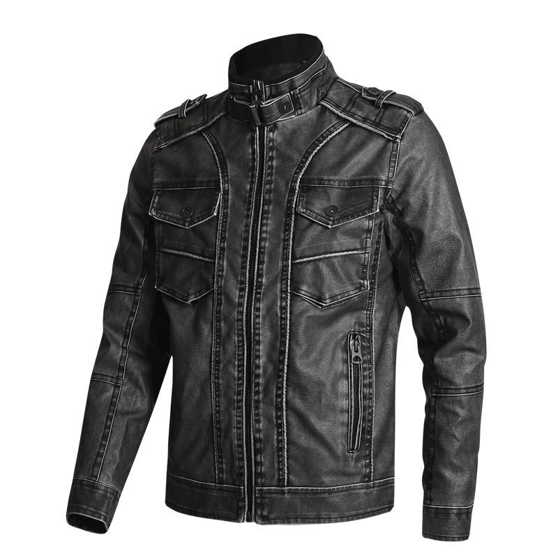 Thick PU Leather Coat Mens Fashion Casual Robust Warmth