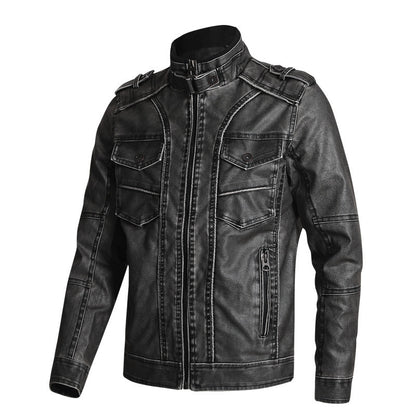 Thick PU Leather Coat Mens Fashion Casual Robust Warmth