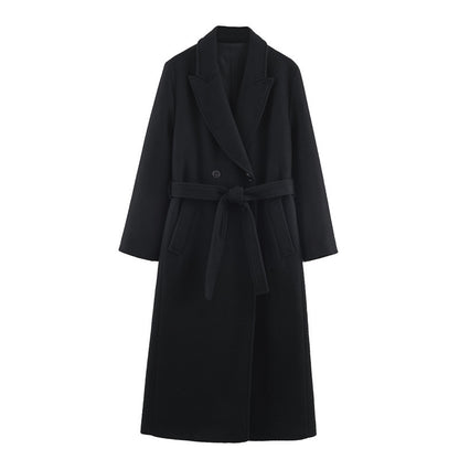 Women's Blend With Belt Long Overcoat Outerwear