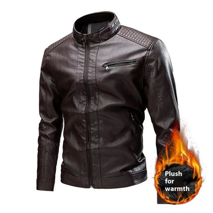 Spring Autumn Cross-Border Casual Mens Leather Stitching Motorcycle Retro Fashion Jacket Heritage Fusion