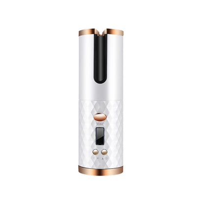 Rechargeable Auto-Rotating Hair Curler | LCD Display Ceramic Barrel Curling Iron for Women