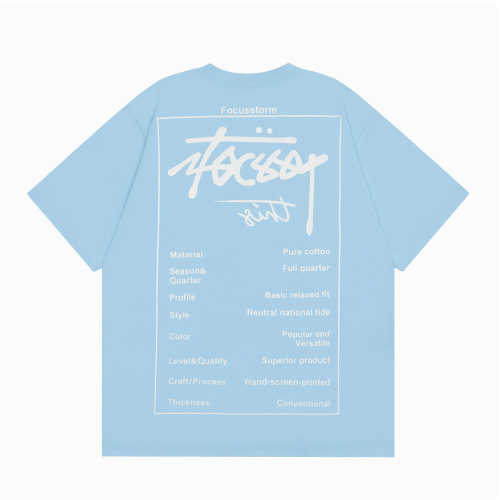 Fashion Letter Print Short-sleeve T-shirt Men