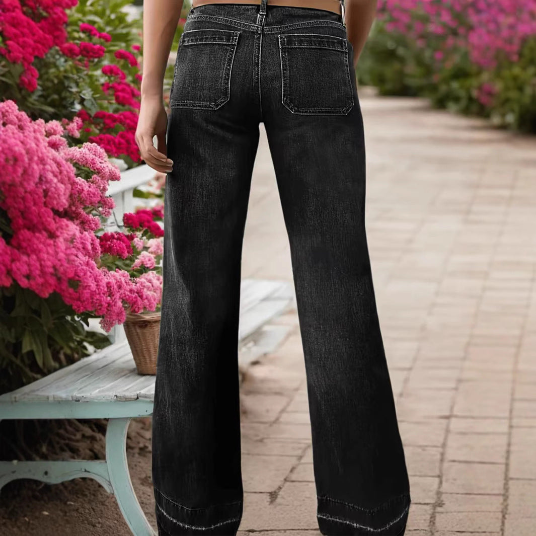 Jeans Women's Autumn And Winter Slimming And Wide Leg Temperament Straight-leg Pants