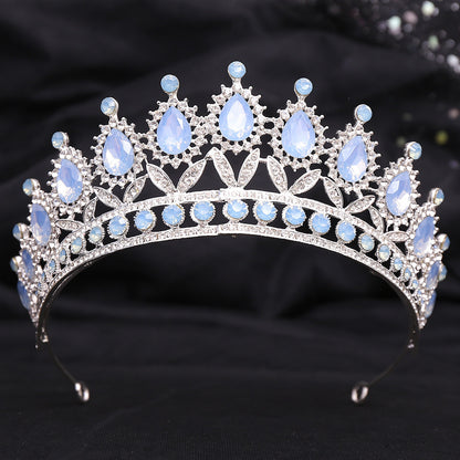 Wedding Birthday Headdress Crown Alloy Inlaid Protein Green Bright Crystal Bride