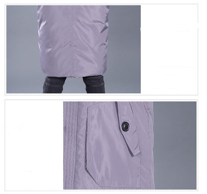 The Arctic Duck: Mid-Length White Duck Down Hooded Jacket