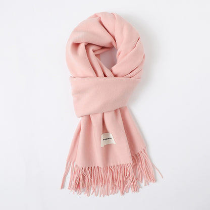 Simple Tassel Shawl Warm Artificial Cashmere Scarf