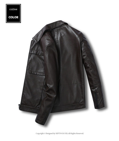 Mens Motorcycle Leather Jacket Slim Lapel Casual Biker Heritage