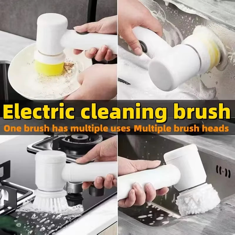 5-in-1 Electric Spin Scrubber | Rechargeable Power Cleaning Brush for Bathtub, Tile & Kitchen
