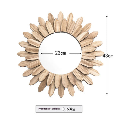 European-style Solid Wood Handmade Finish Hanging Mirror Homestay Hotel Entrance Decoration Hanging