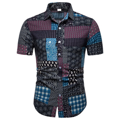 Printed Short-Sleeve Shirt Exquisite Pattern Mastery