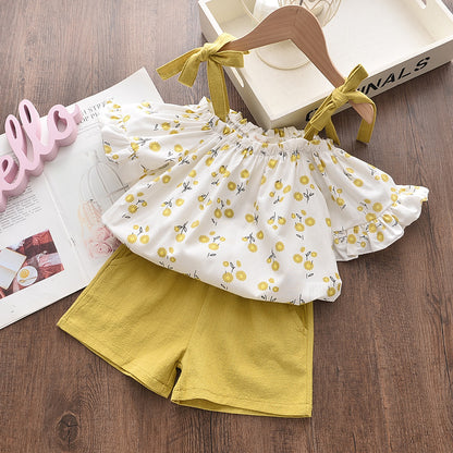 Azure Chiffon: Cool Girl Sling Two-Piece & Sun Hat Set