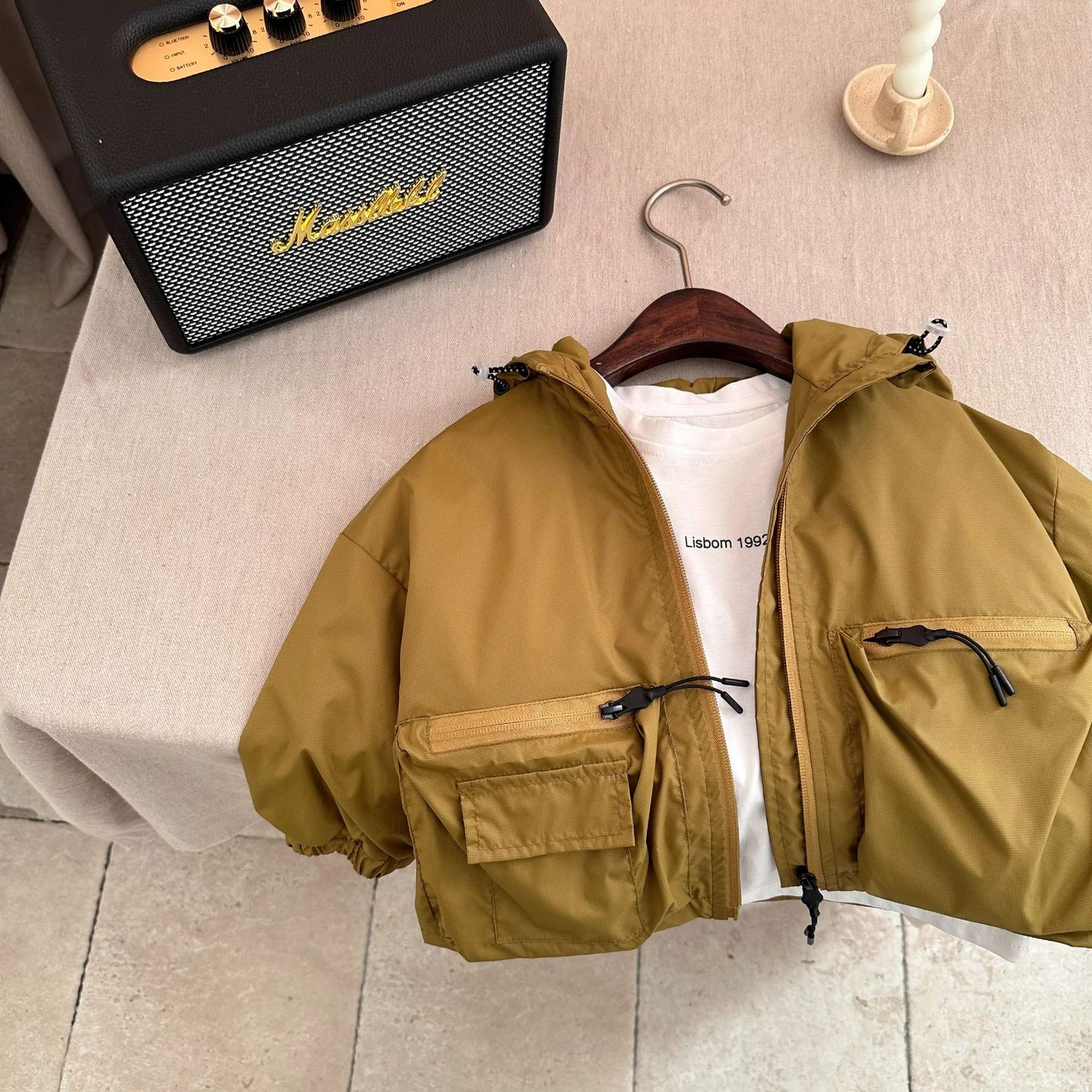 The Minimal Shell: Solid-Color Short Hooded Shell Jacket