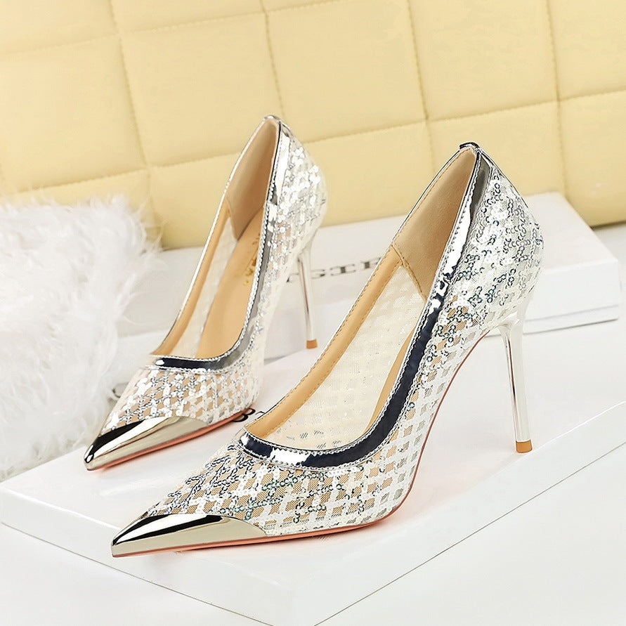 European And American Style Sexy Pointed Low-cut High Heels