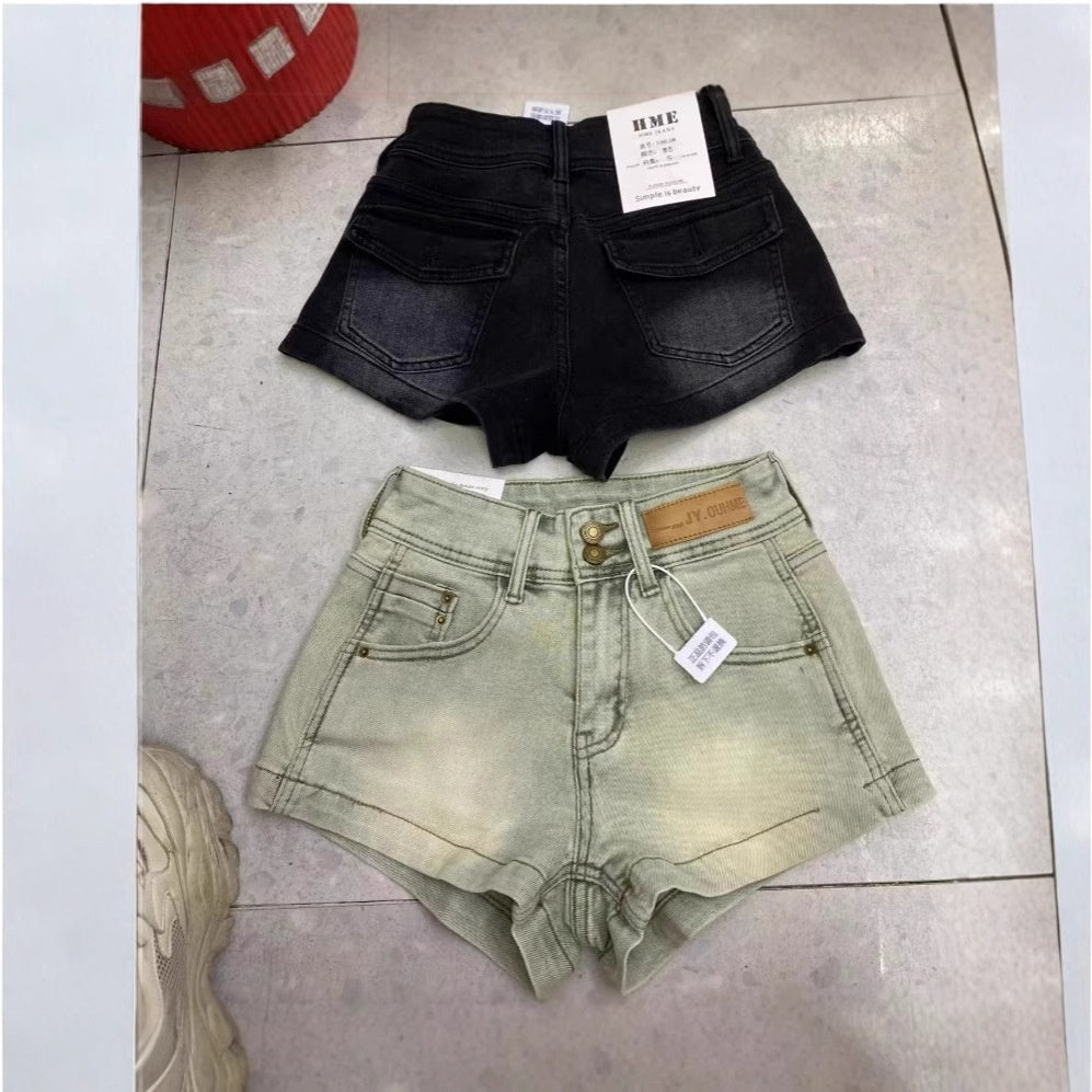 American Retro Denim Shorts Women's High Waist Slimming