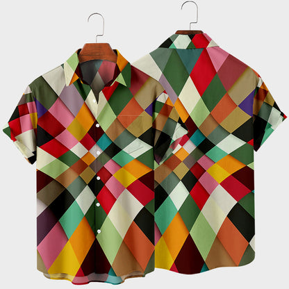 Modern Minimalist Striped Digital Print Mens Shirt