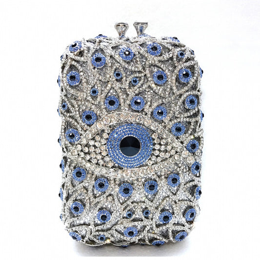 Metal Full Rhinestone Clutch Vertical Style