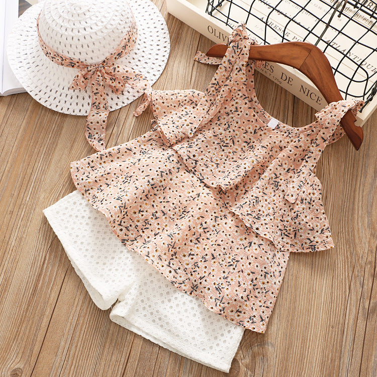 Azure Chiffon: Cool Girl Sling Two-Piece & Sun Hat Set