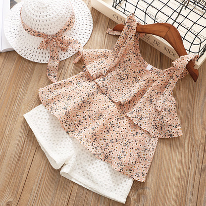 Azure Chiffon: Cool Girl Sling Two-Piece & Sun Hat Set