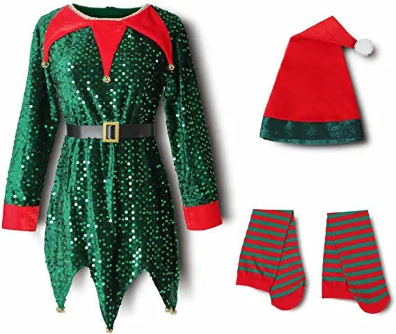 The Festive Sprite: Sequin Elf Holiday Costume